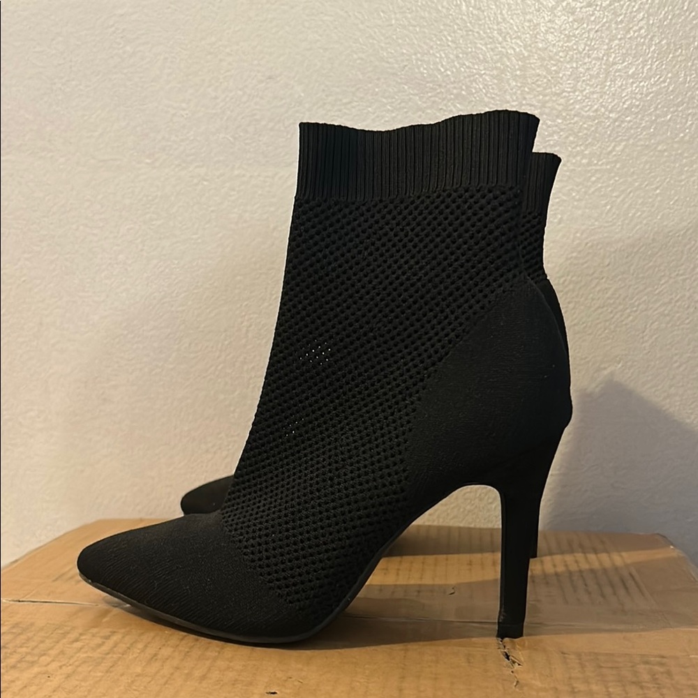 MIA Black Stiletto Heeled Boots Pointed Toe
